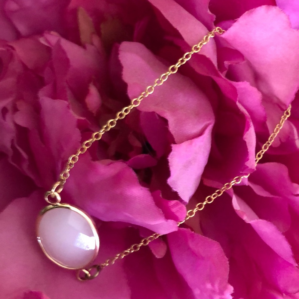 Faceted healing snow quartz feminine and dainty chain bracelet